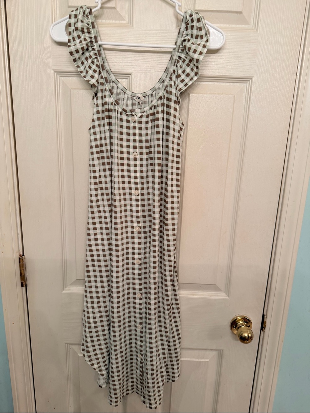 kate quinn Gingham Button-Front Midi Dress